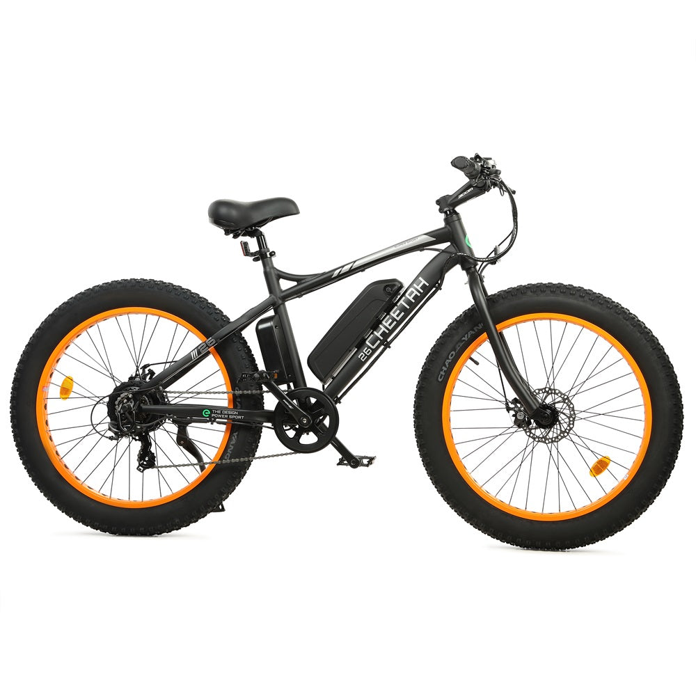 Ecotric Cheetah All Terrain Fat Tire Beach Snow Electric Bike w/ 500W Dual Disk Brakes For Safety and Powerful Braking